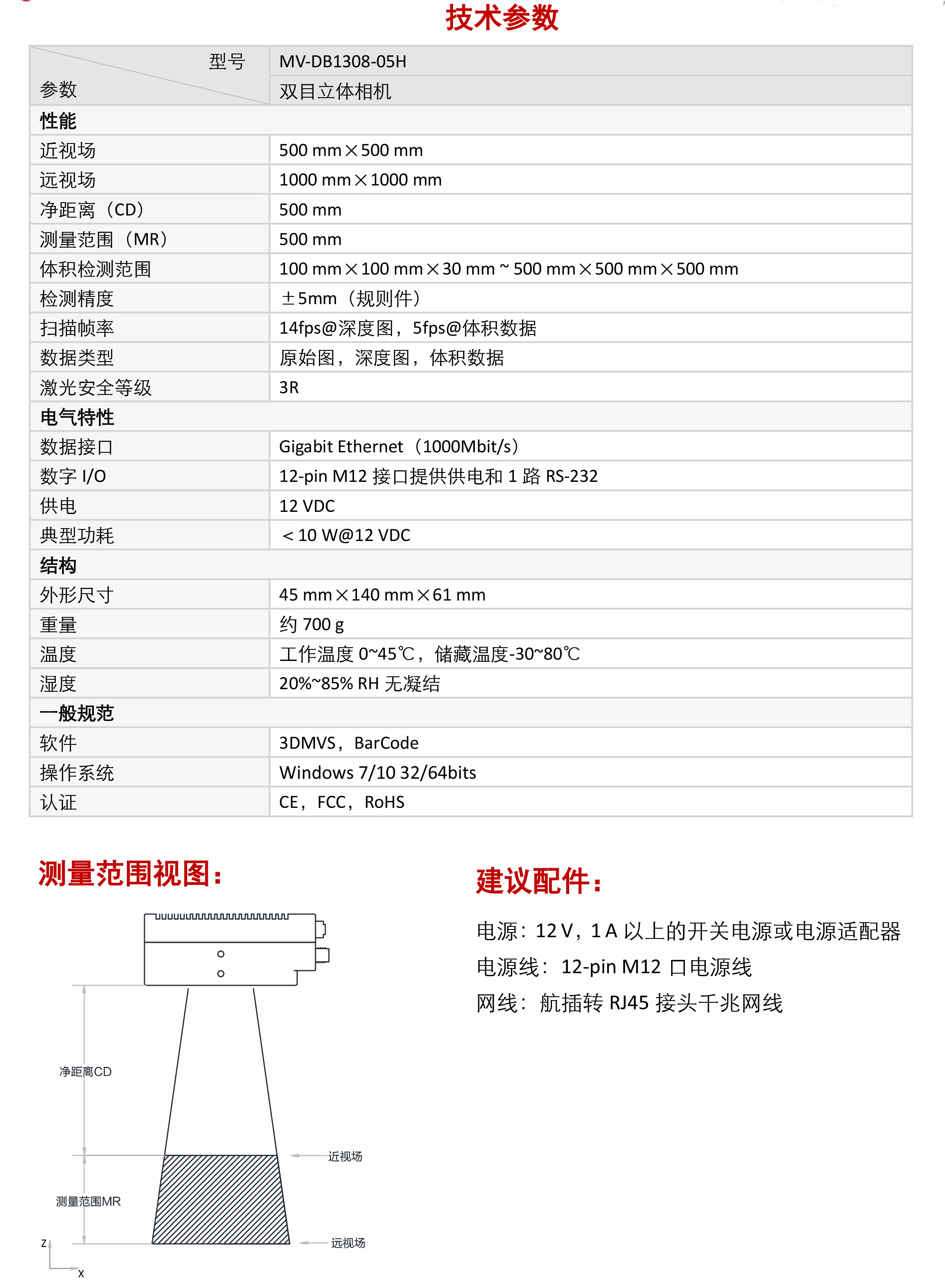 立体相机丨海康 MV-DB1308-05H 双目立体相机-捷利得(北京)自动化科技有限公司