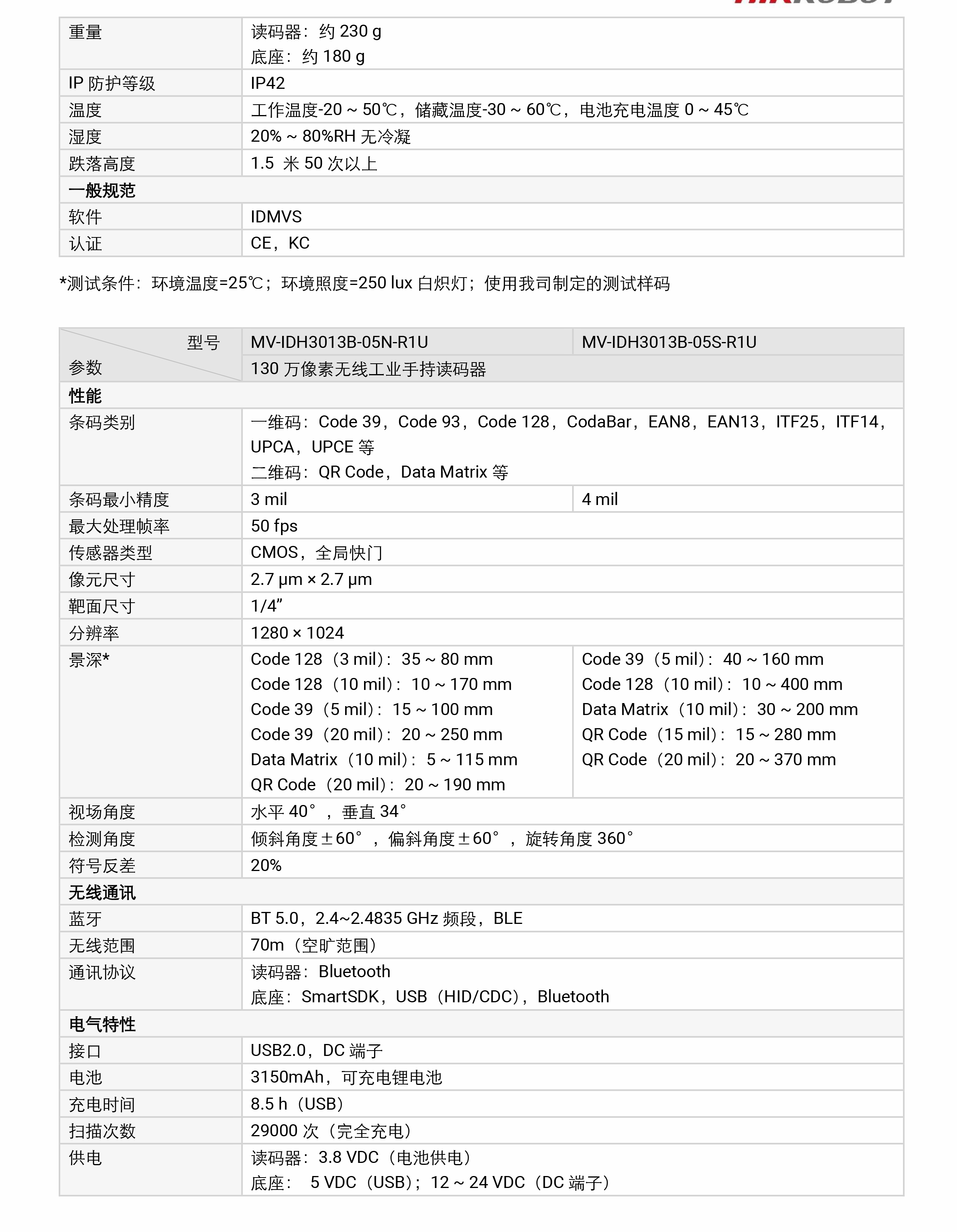 手持式巴枪丨海康机器人MV-IDH3013B 3 系列 130 万像素无线手持工业读码器插图4