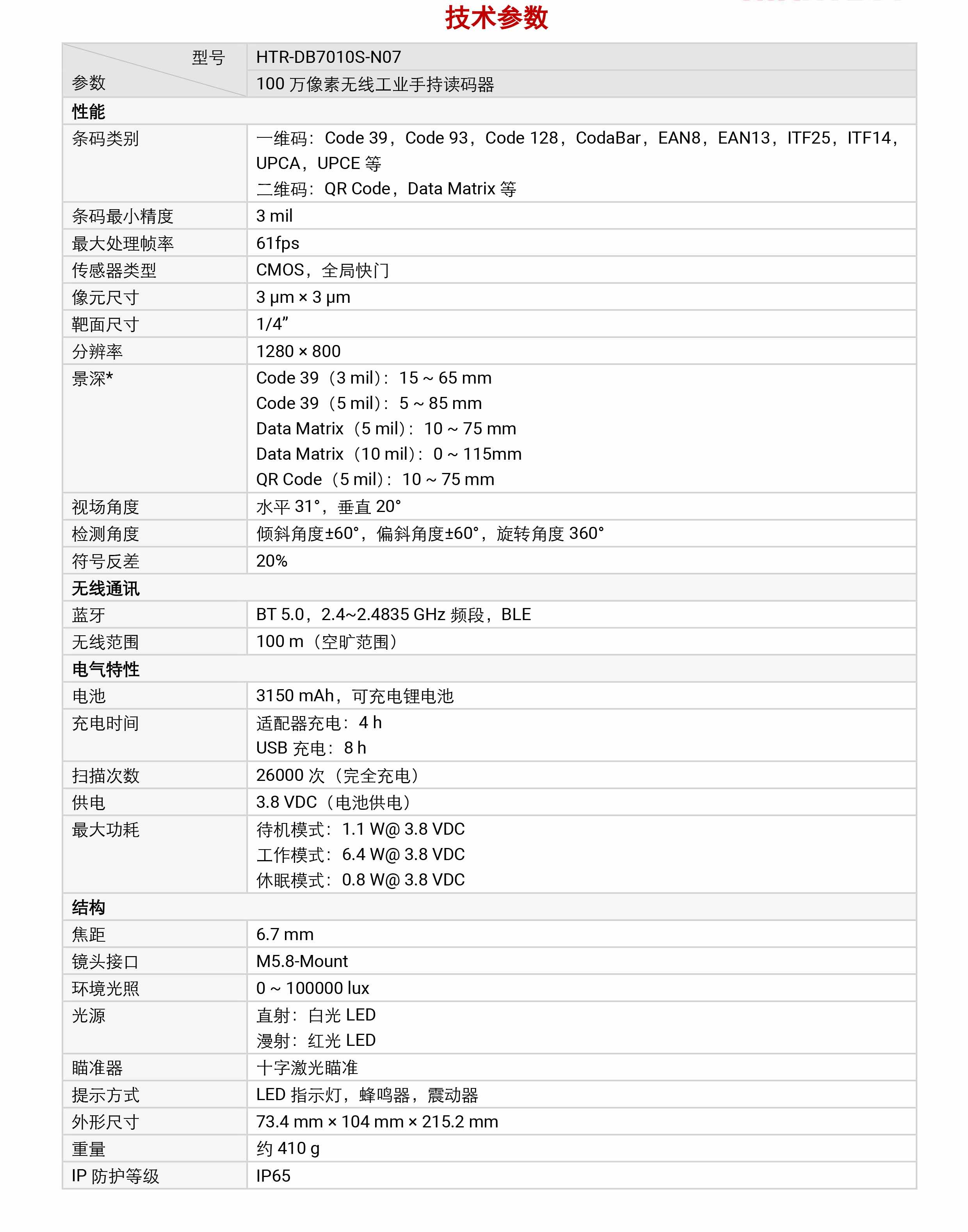 手持式巴枪丨海康机器人HTR-DB7000S 100 万像素无线手持工业读码器插图3