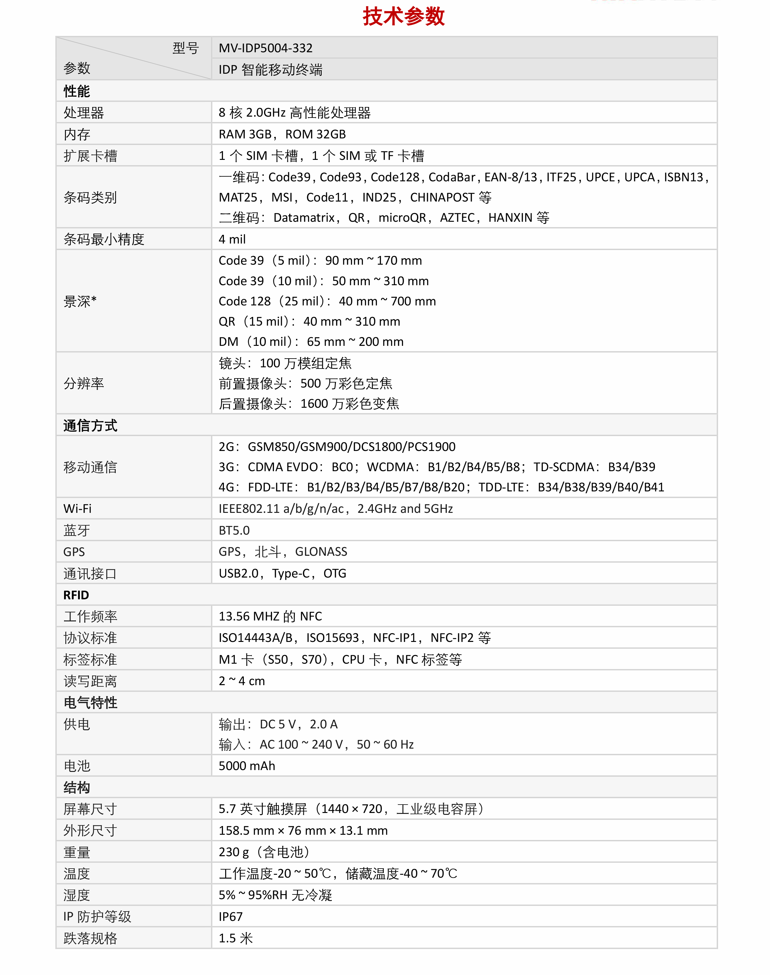 移动终端丨海康机器人MV-IDP5000 IDP 智能移动终端插图3