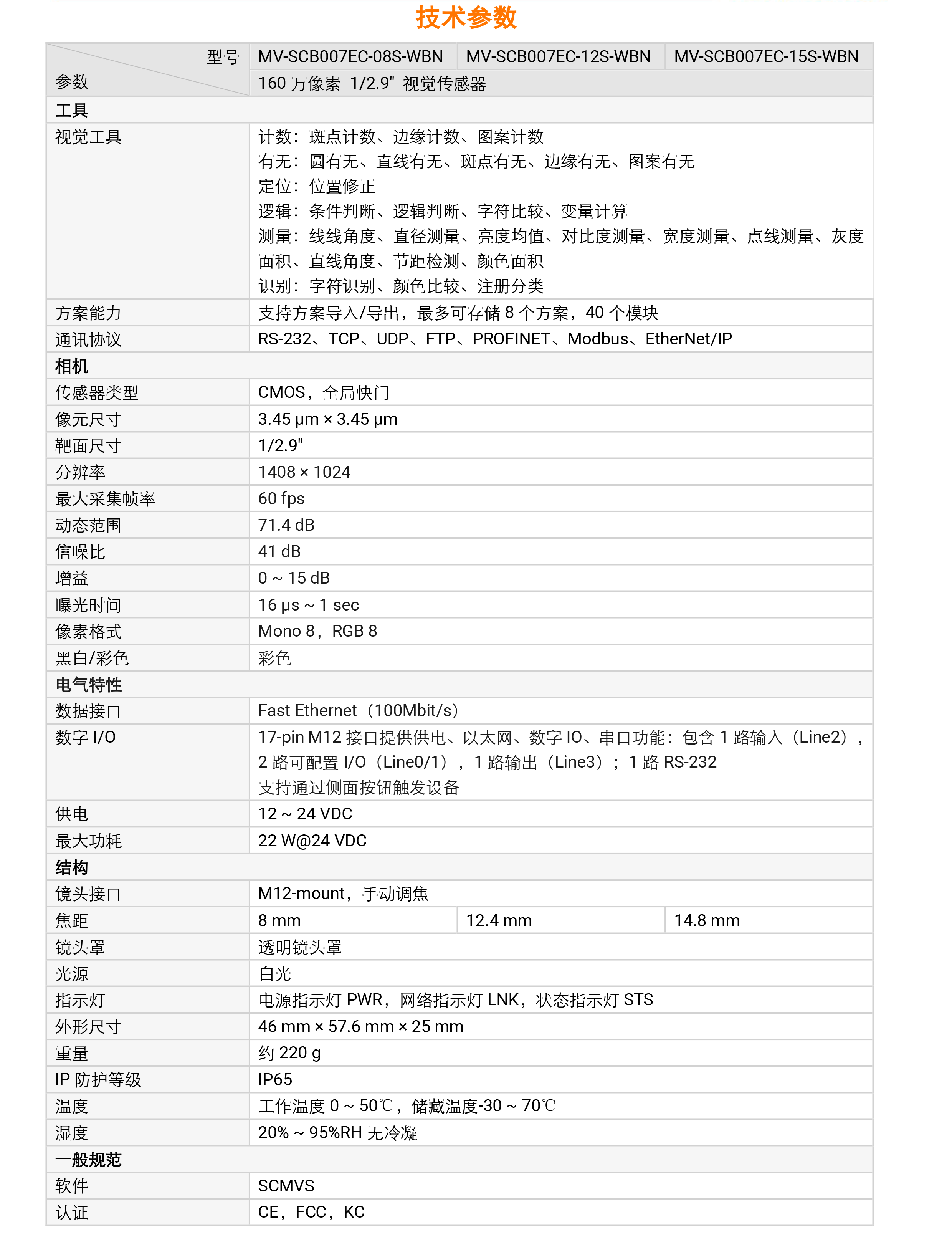 视觉传感器丨海康机器人MV-SCB007EC 160万像素1/2.9″彩色视觉传感器-捷利得(北京)自动化科技有限公司